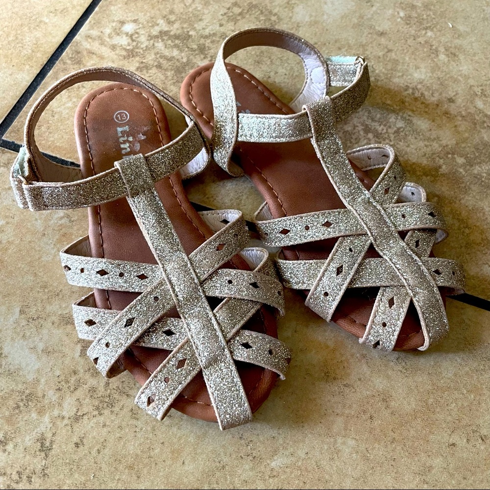 Girls glittery gold sandals